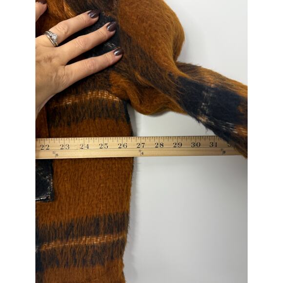 Nine West Plaid Cropped Shacket Jacket Women’s XL Brown Black Oversized - Picture 11 of 12